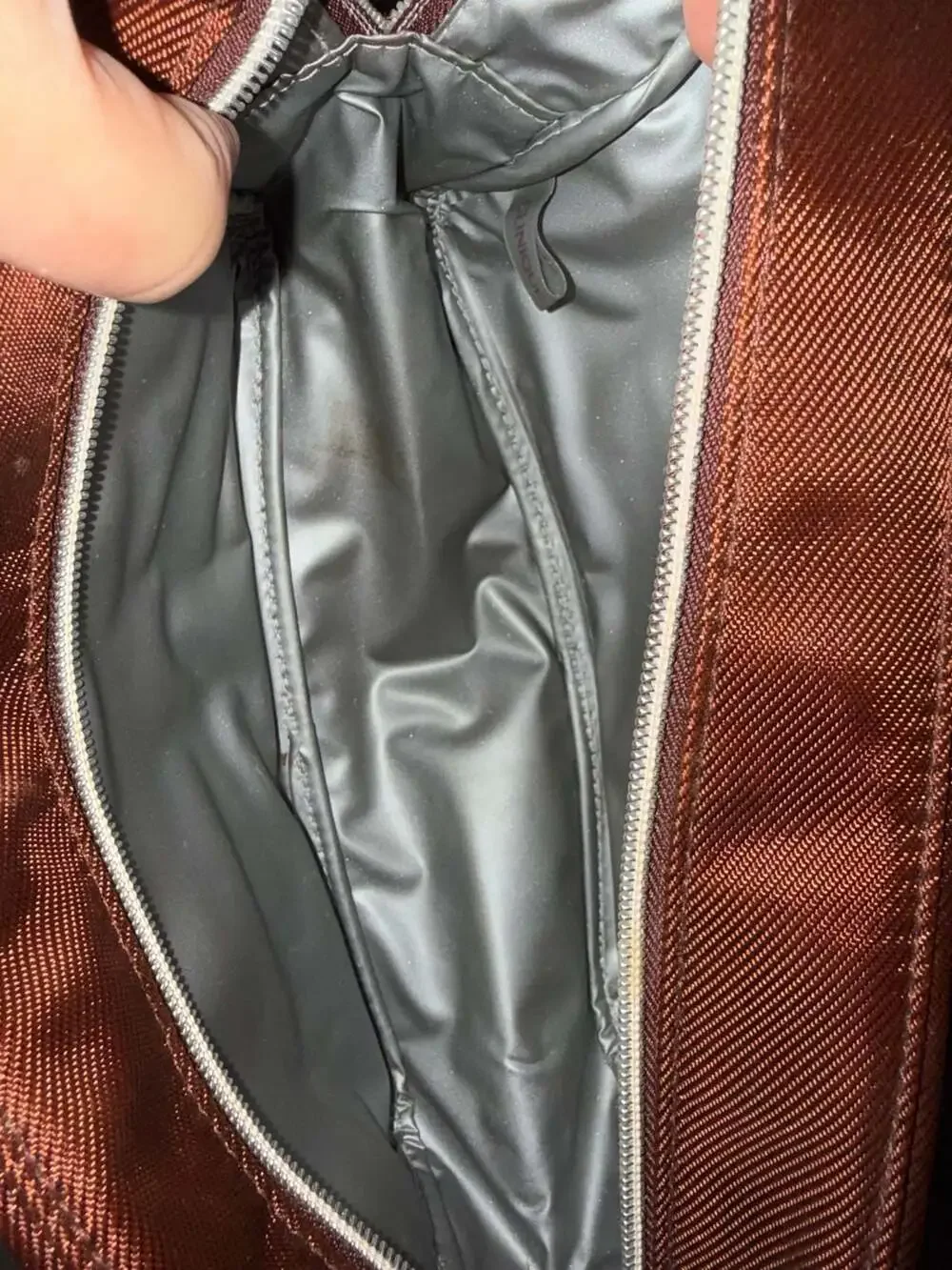 Clinique Brown Nylon Toiletry Travel Pouch with Zipper and Side Handle
